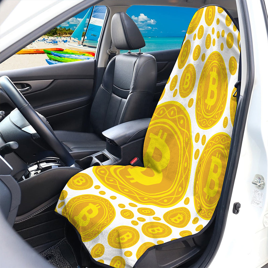 Bitcoin Crypto Pattern Print Waterproof Car Seat Cover