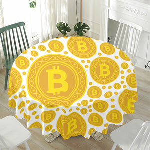 Bitcoin Crypto Pattern Print Waterproof Round Tablecloth