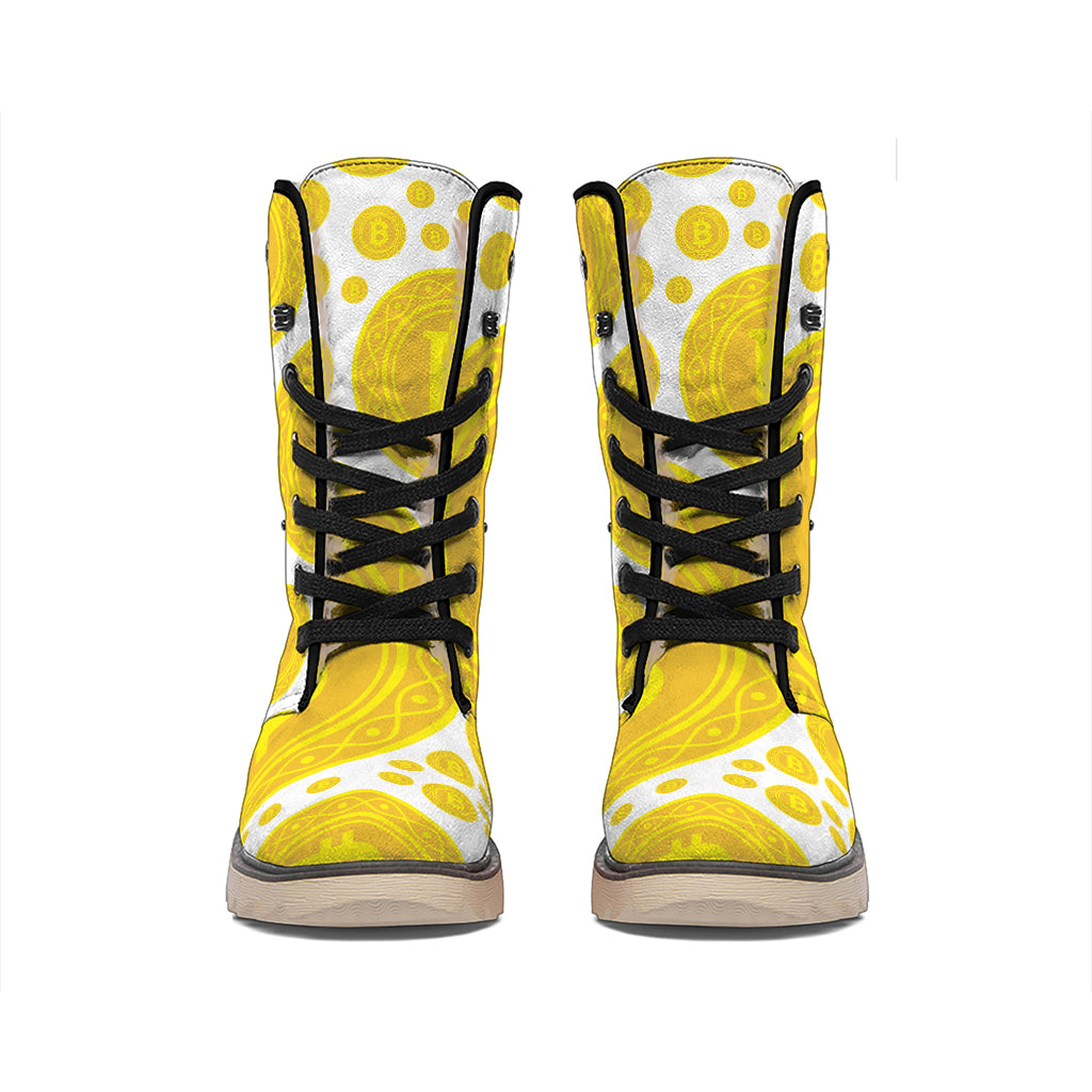 Bitcoin Crypto Pattern Print Winter Boots