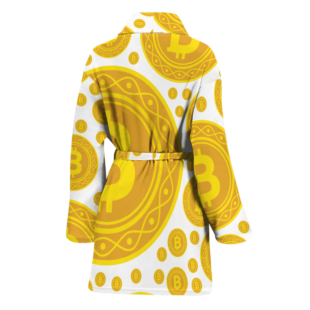 Bitcoin Crypto Pattern Print Women's Bathrobe