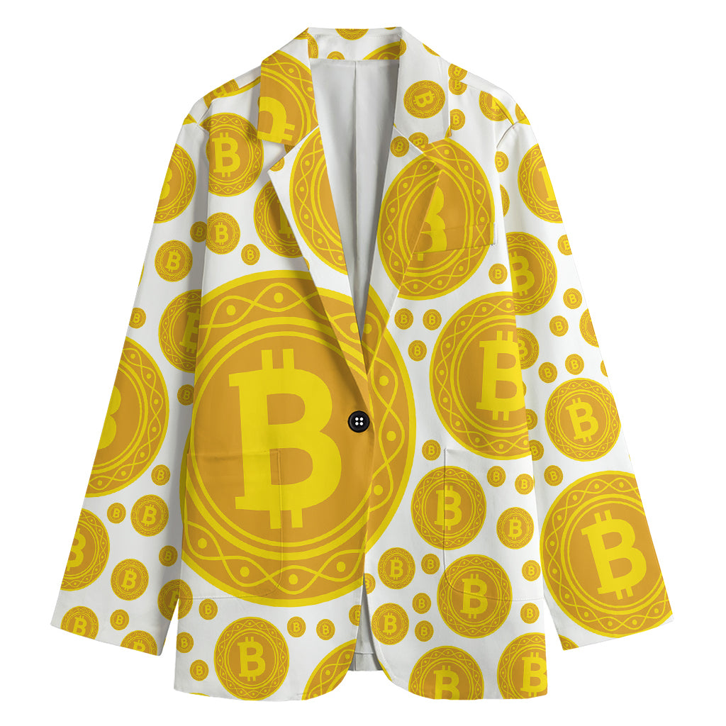 Bitcoin Crypto Pattern Print Women's Blazer