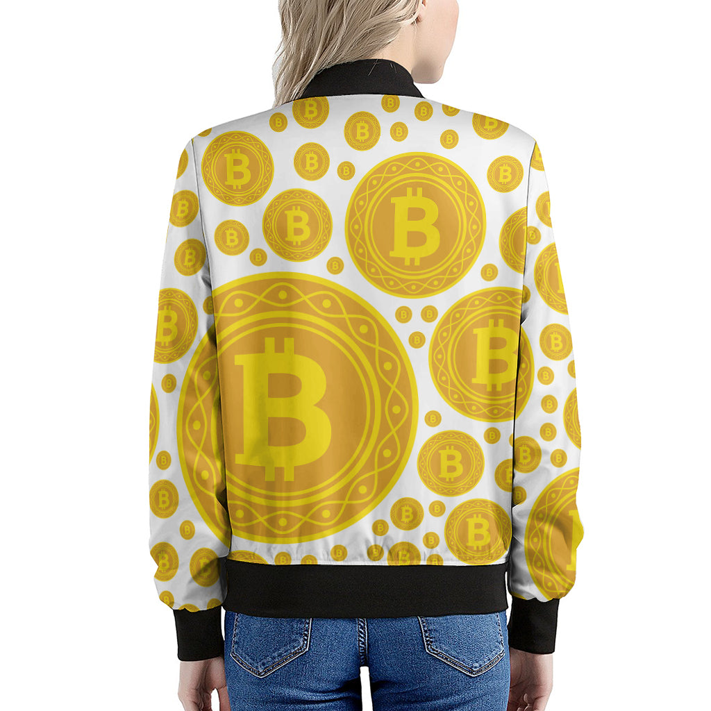 Bitcoin Crypto Pattern Print Women's Bomber Jacket
