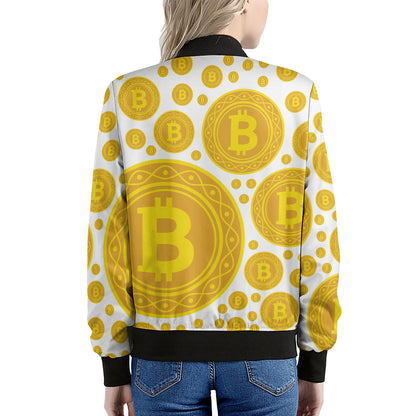 Bitcoin Crypto Pattern Print Women's Bomber Jacket