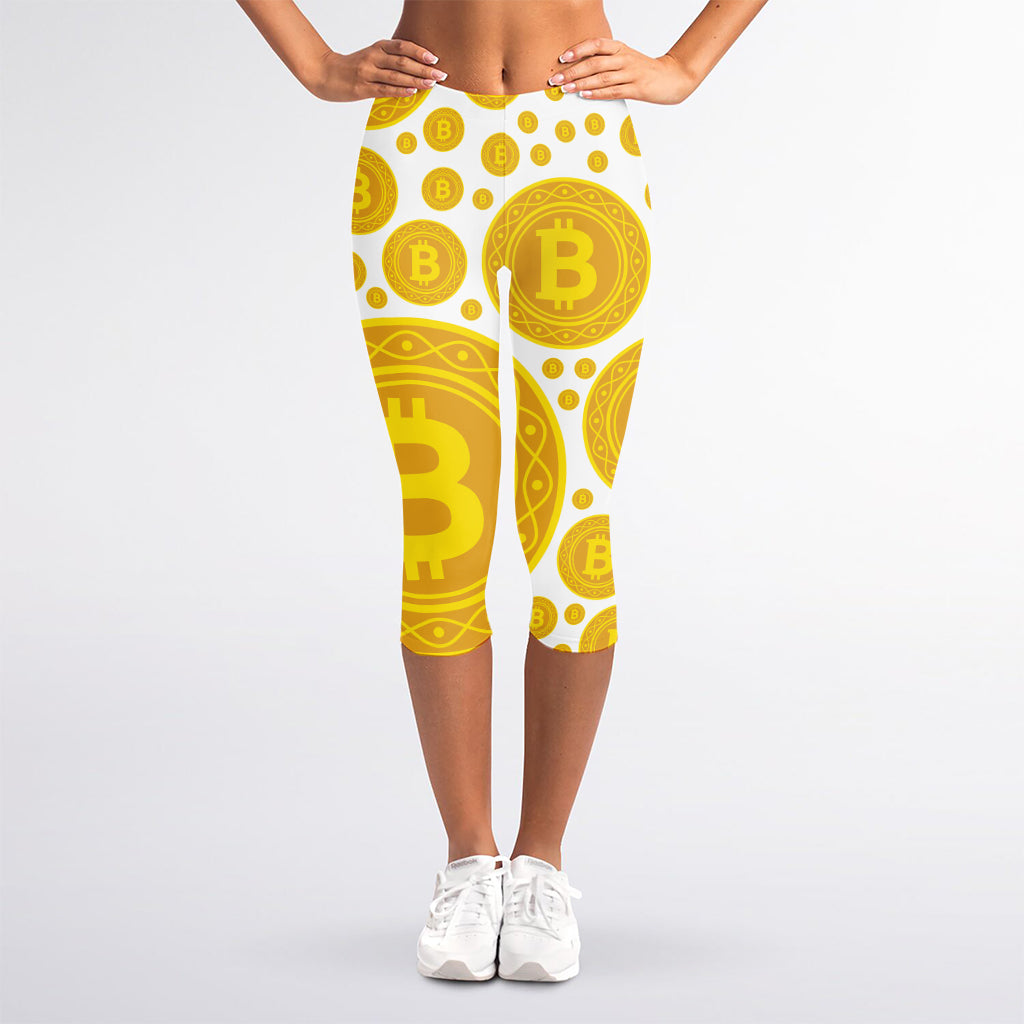 Bitcoin Crypto Pattern Print Women's Capri Leggings