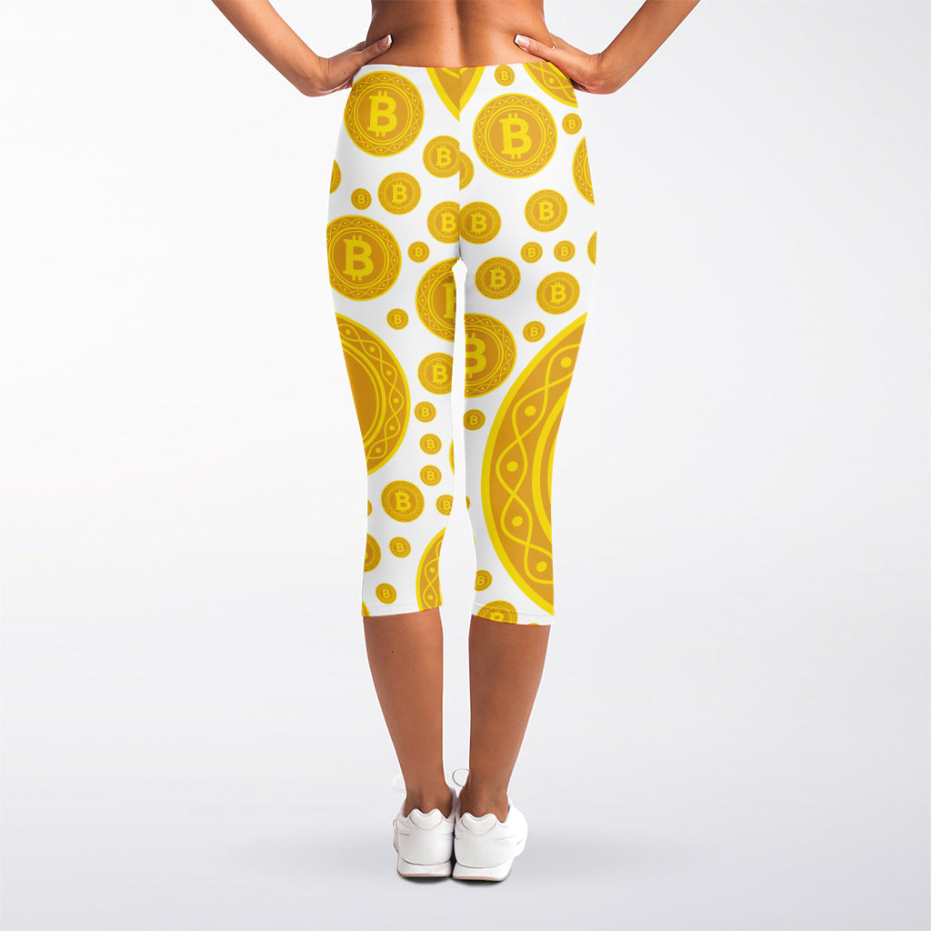 Bitcoin Crypto Pattern Print Women's Capri Leggings