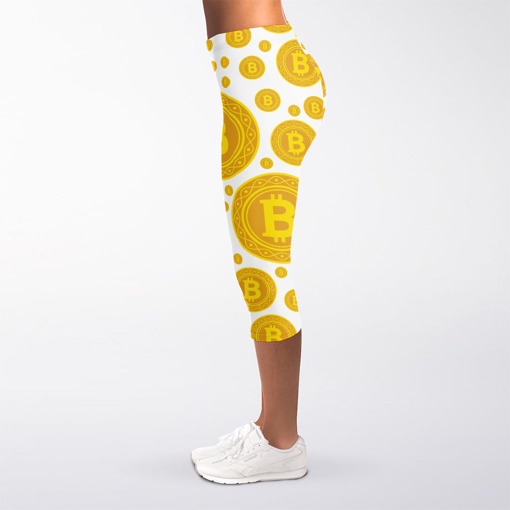 Bitcoin Crypto Pattern Print Women's Capri Leggings