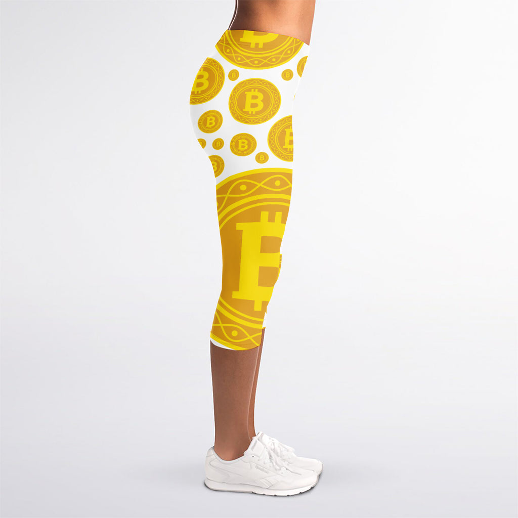 Bitcoin Crypto Pattern Print Women's Capri Leggings