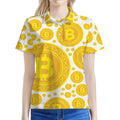 Bitcoin Crypto Pattern Print Women's Polo Shirt