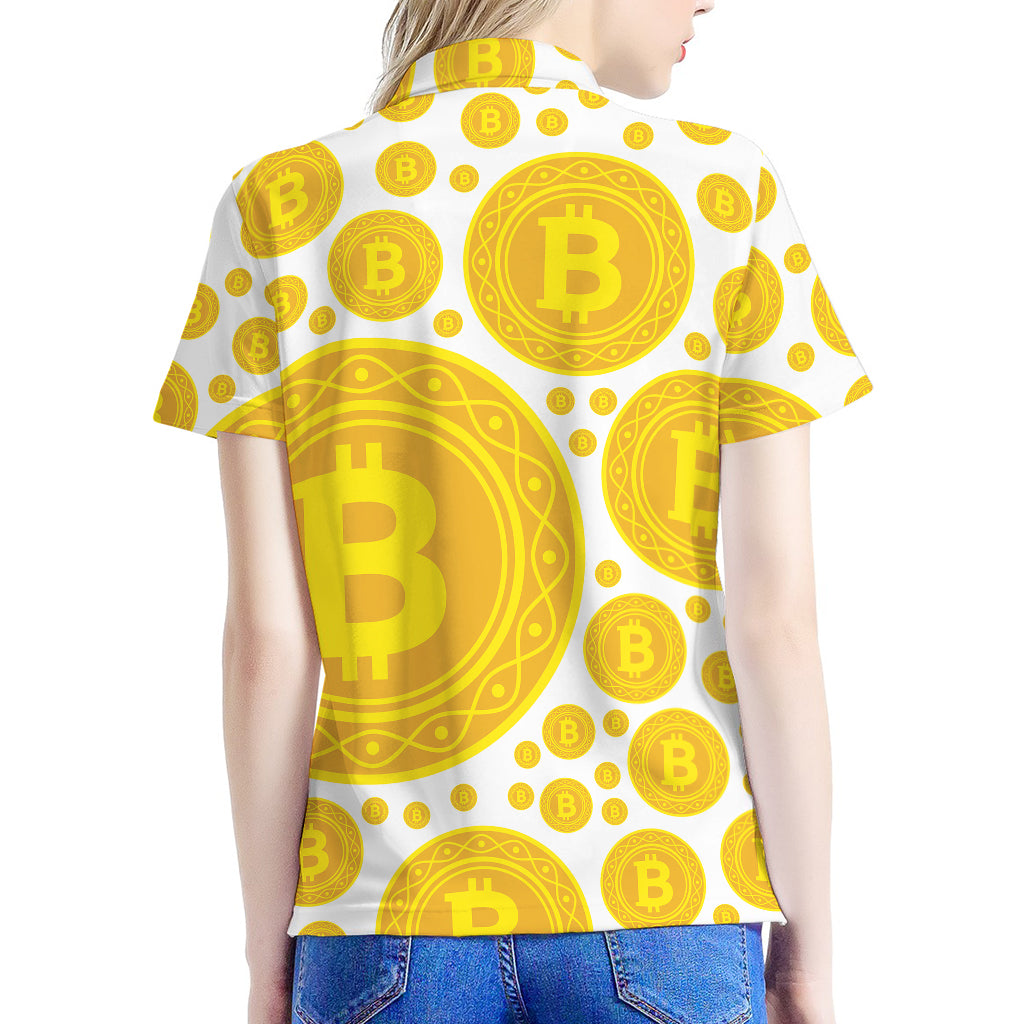 Bitcoin Crypto Pattern Print Women's Polo Shirt