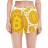 Bitcoin Crypto Pattern Print Women's Split Running Shorts