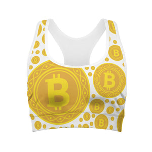 Bitcoin Crypto Pattern Print Women's Sports Bra