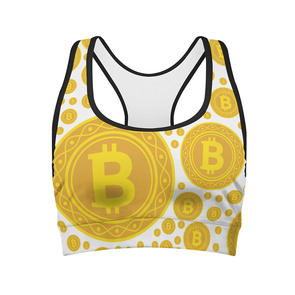 Bitcoin Crypto Pattern Print Women's Sports Bra