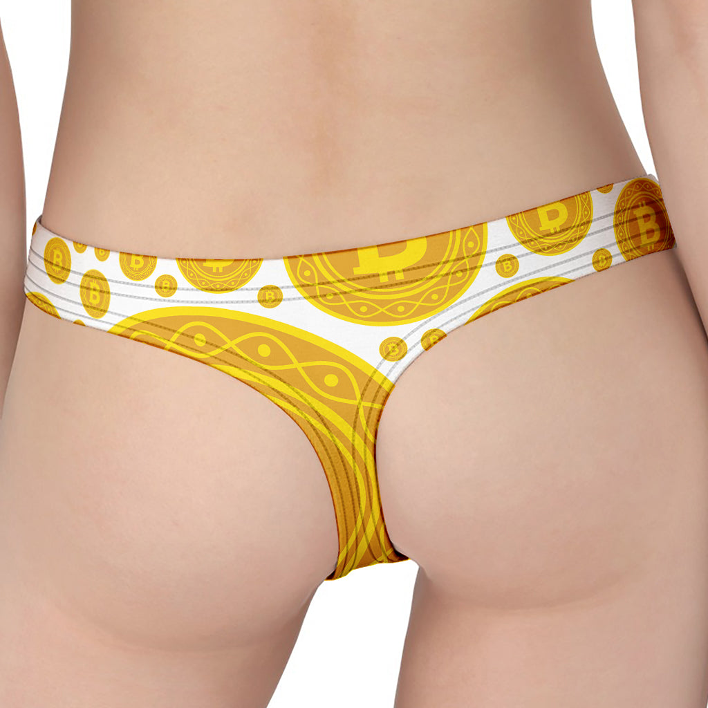 Bitcoin Crypto Pattern Print Women's Thong