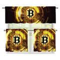 Bitcoin Crypto Symbol Print 3 Piece Kitchen Curtains