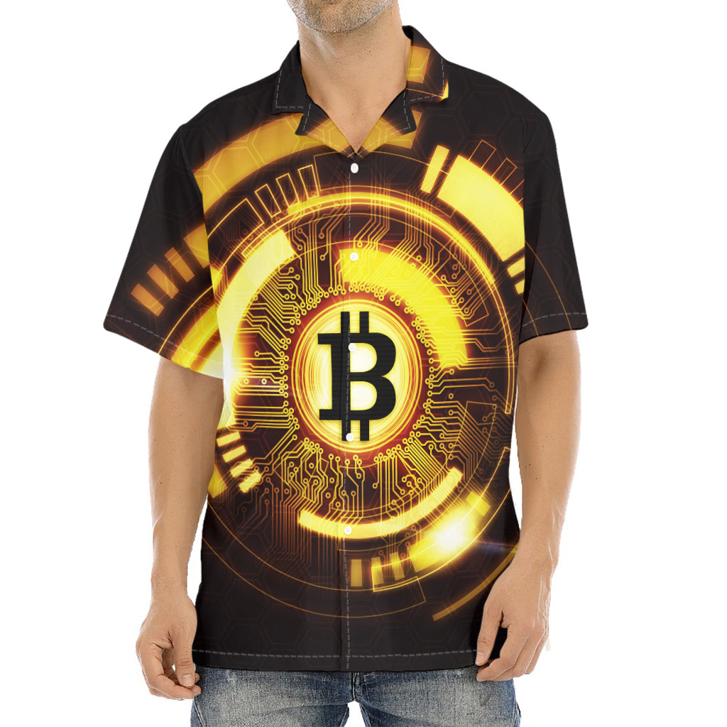 Bitcoin Crypto Symbol Print Aloha Shirt