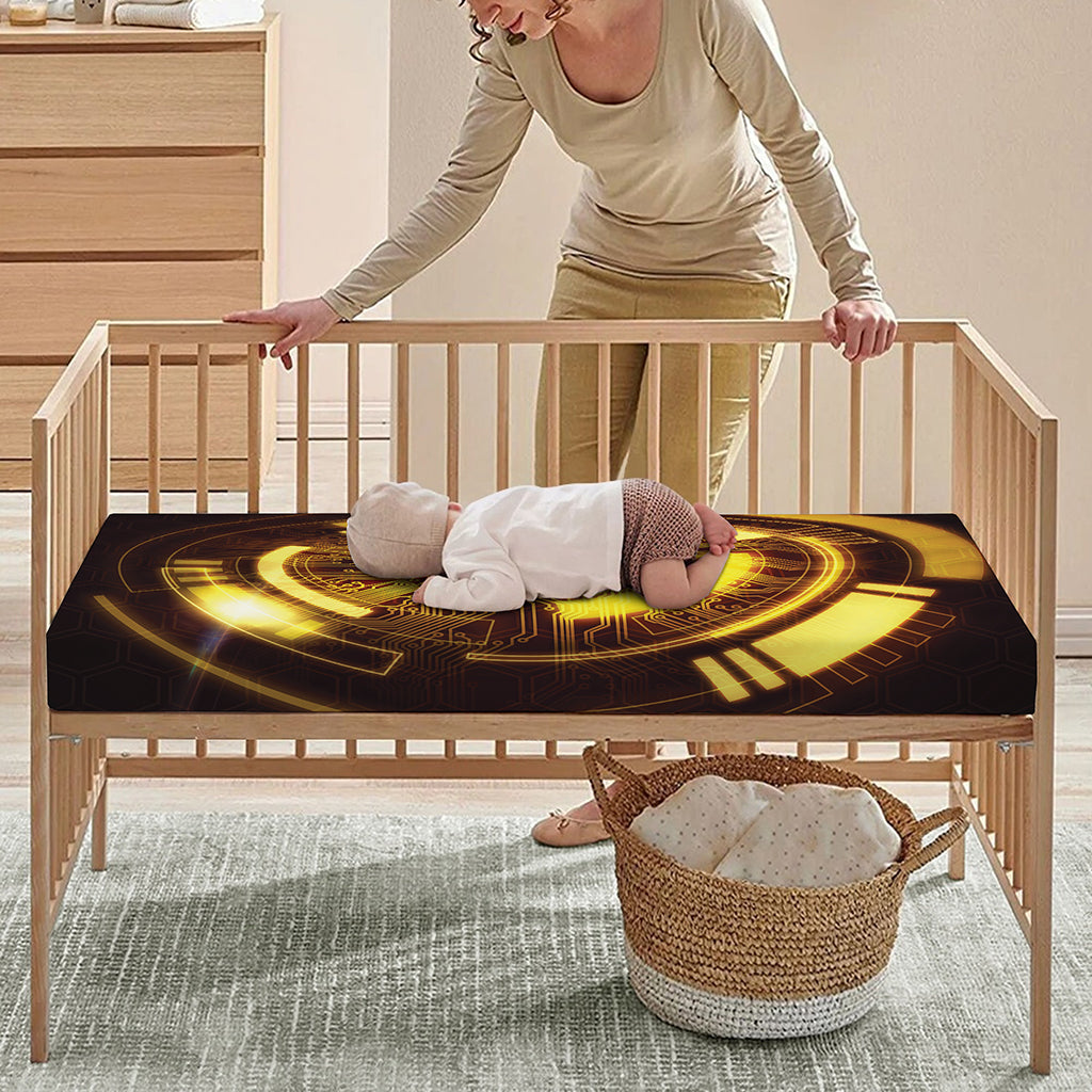 Bitcoin Crypto Symbol Print Baby Crib Sheet