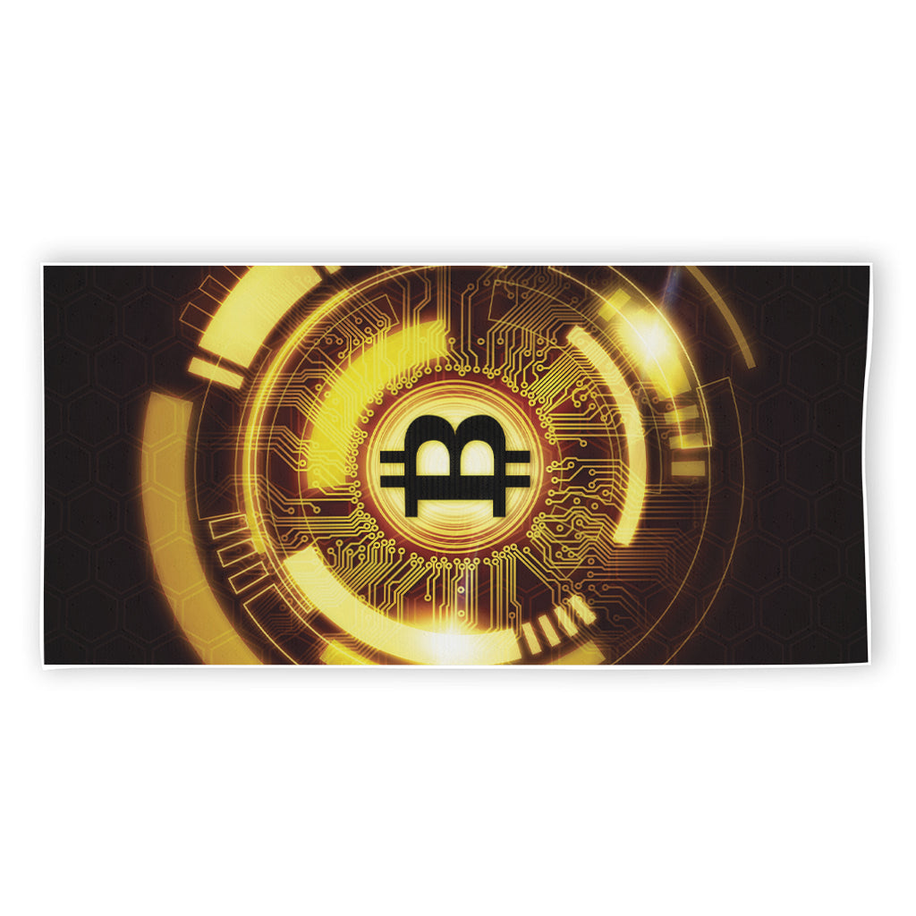 Bitcoin Crypto Symbol Print Beach Towel