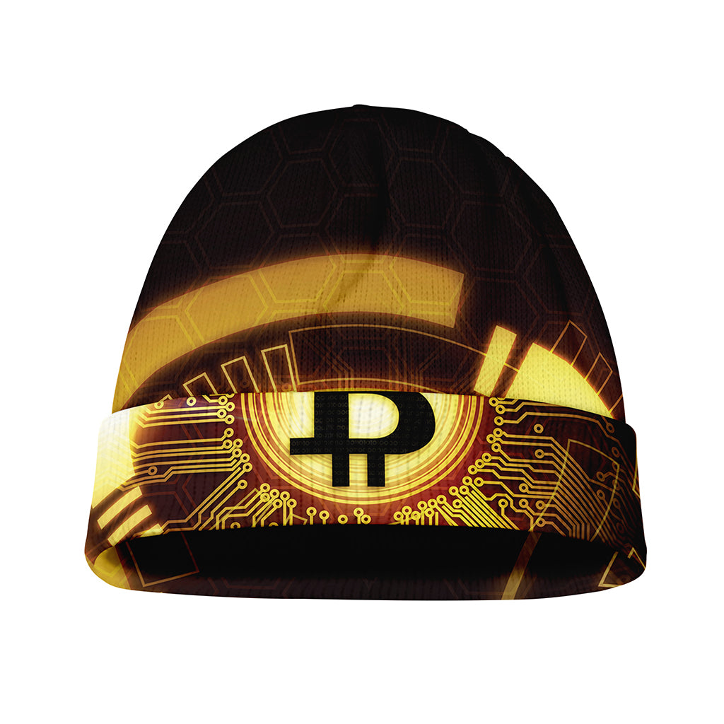 Bitcoin Crypto Symbol Print Beanie