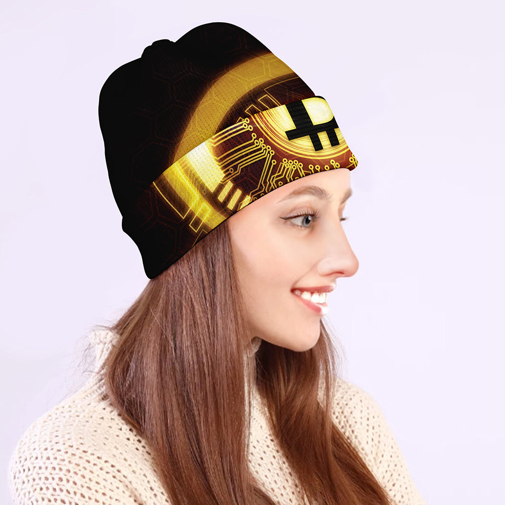 Bitcoin Crypto Symbol Print Beanie