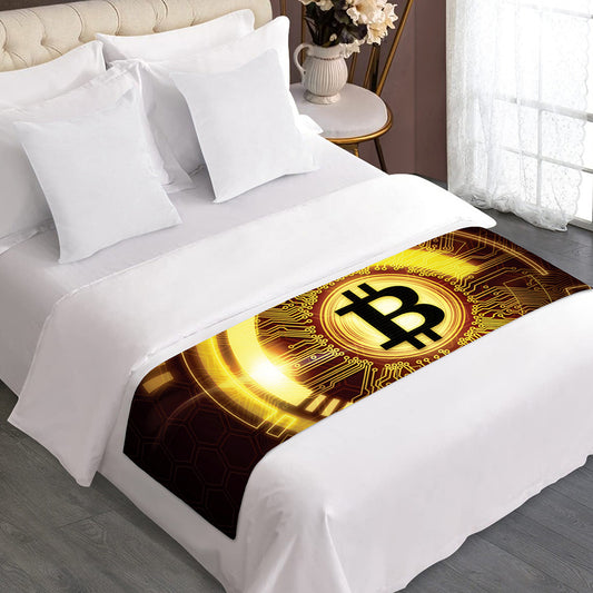 Bitcoin Crypto Symbol Print Bed Runner