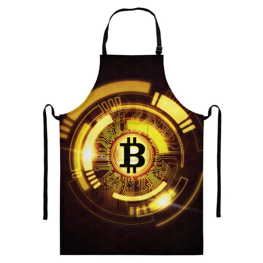 Bitcoin Crypto Symbol Print Bib Apron With Pocket