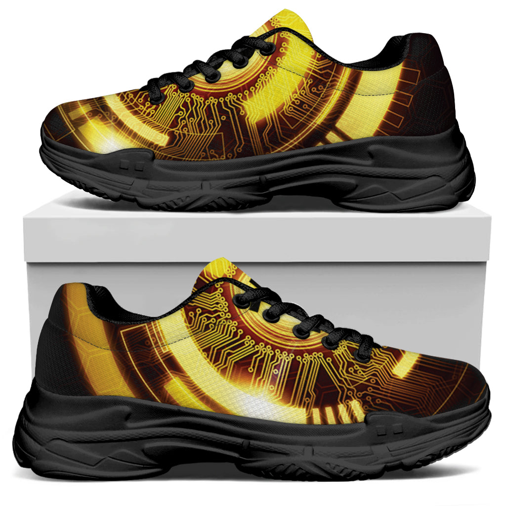 Bitcoin Crypto Symbol Print Black Chunky Shoes