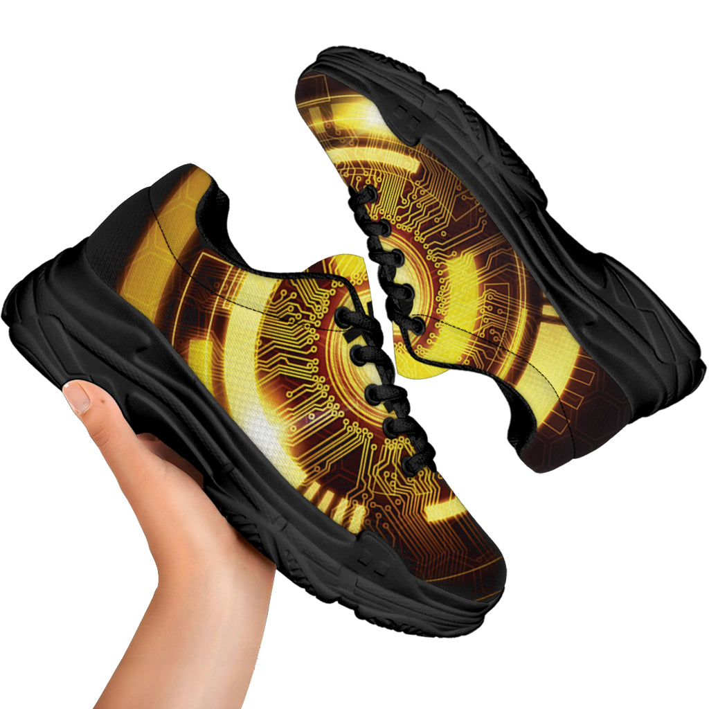 Bitcoin Crypto Symbol Print Black Chunky Shoes