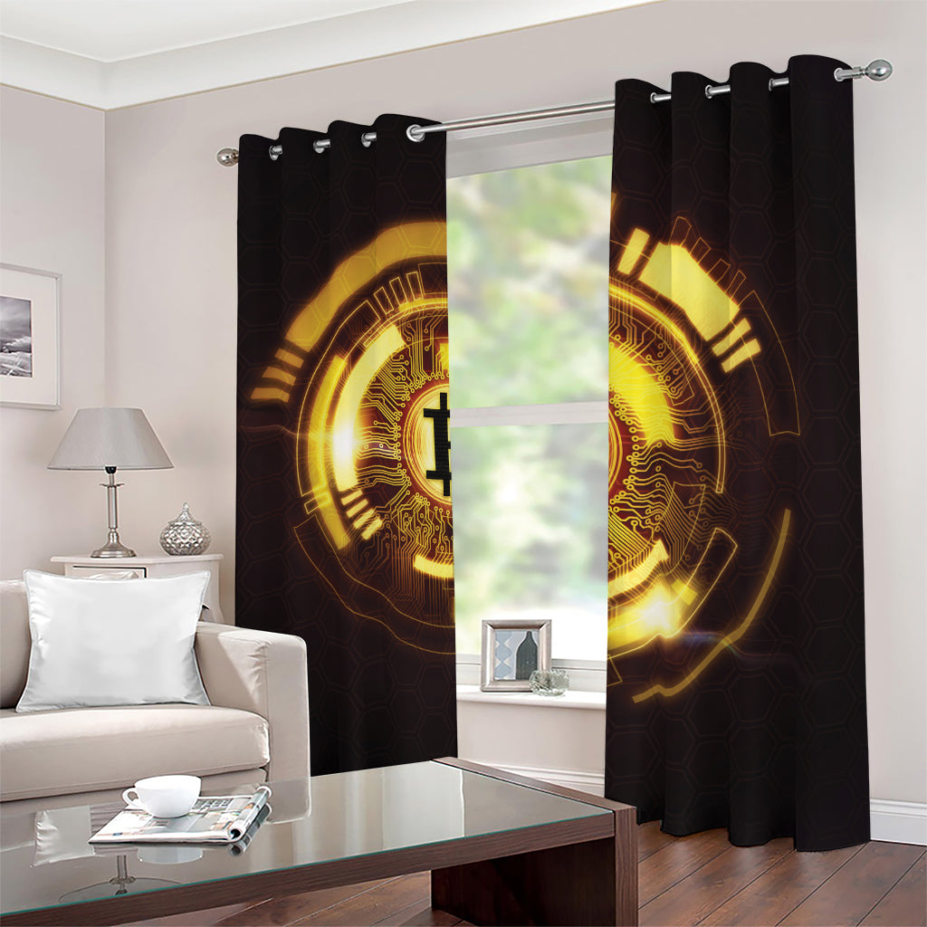 Bitcoin Crypto Symbol Print Blackout Grommet Curtains