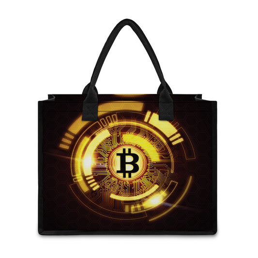 Bitcoin Crypto Symbol Print Canvas Tote Bag