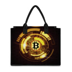 Bitcoin Crypto Symbol Print Canvas Tote Bag