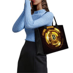 Bitcoin Crypto Symbol Print Canvas Tote Bag