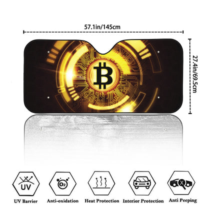 Bitcoin Crypto Symbol Print Car Windshield Sun Shade