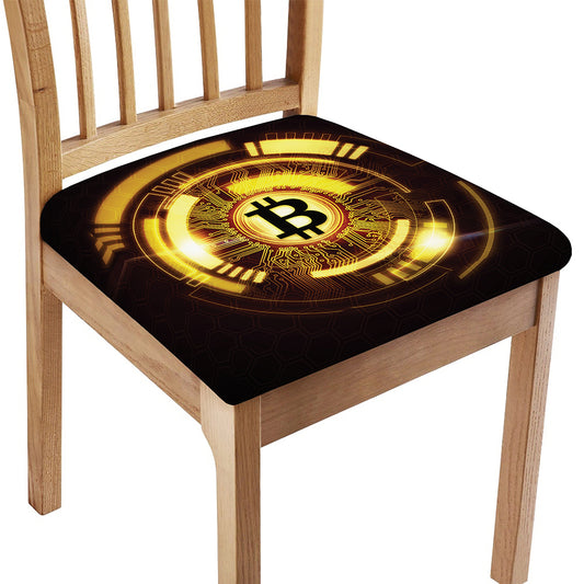 Bitcoin Crypto Symbol Print Chair Cushion Cover