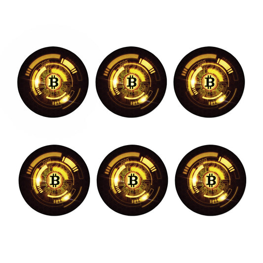 Bitcoin Crypto Symbol Print Coaster Set