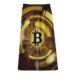 Bitcoin Crypto Symbol Print Cotton Front Slit Maxi Skirt