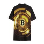 Bitcoin Crypto Symbol Print Cotton Hawaiian Shirt