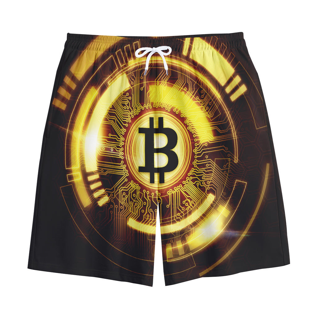 Bitcoin Crypto Symbol Print Cotton Shorts