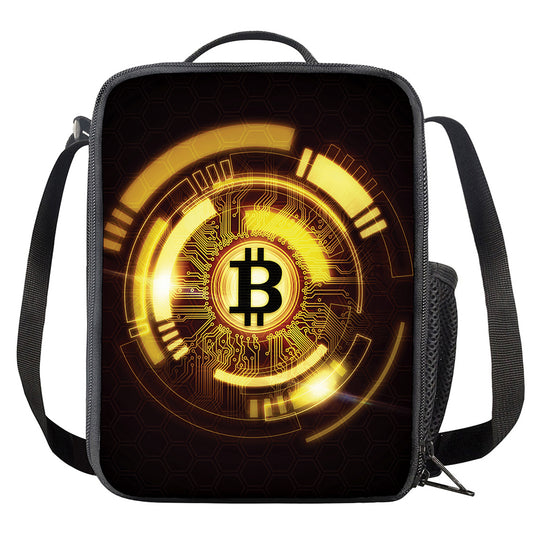 Bitcoin Crypto Symbol Print Crossbody Lunch Bag