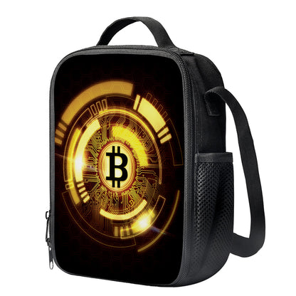 Bitcoin Crypto Symbol Print Crossbody Lunch Bag