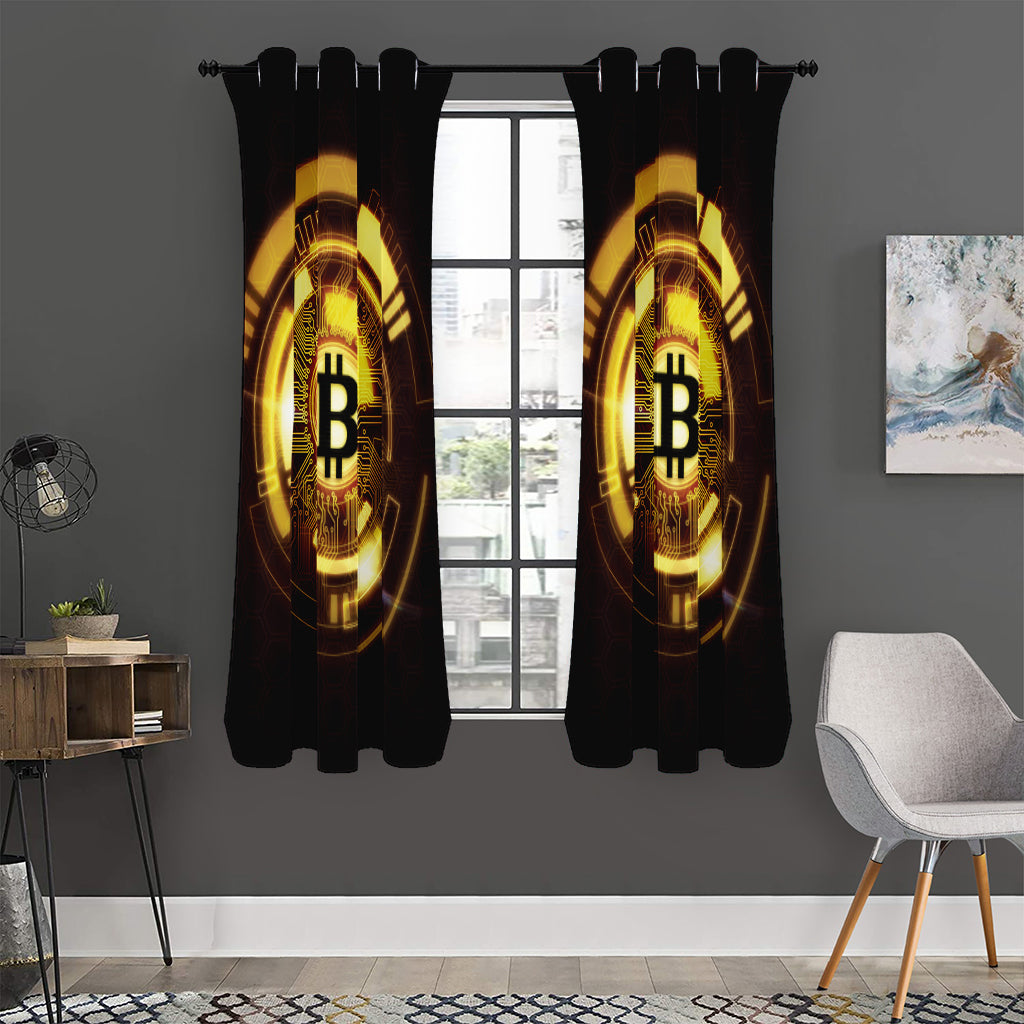 Bitcoin Crypto Symbol Print Curtain