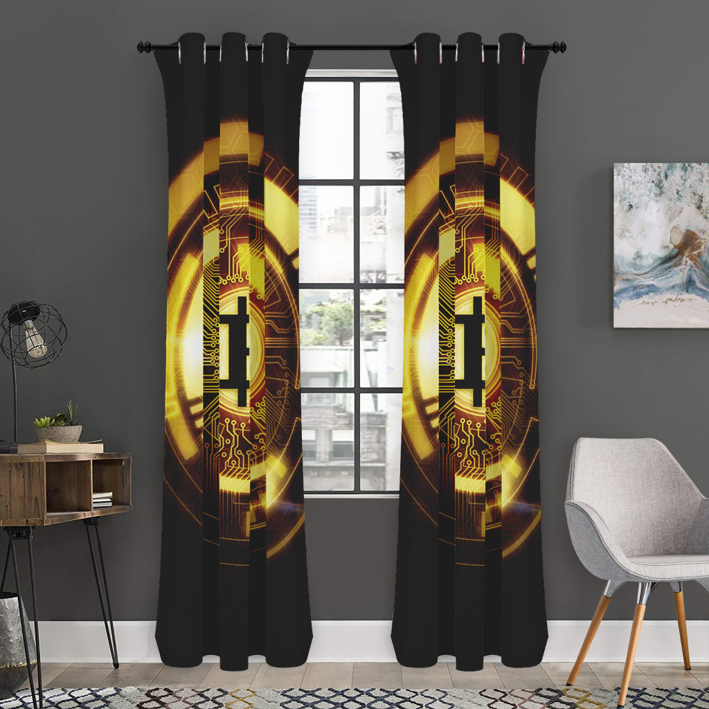 Bitcoin Crypto Symbol Print Curtain