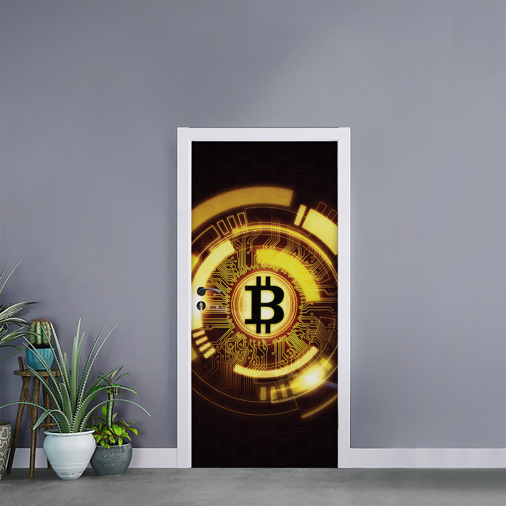 Bitcoin Crypto Symbol Print Door Sticker