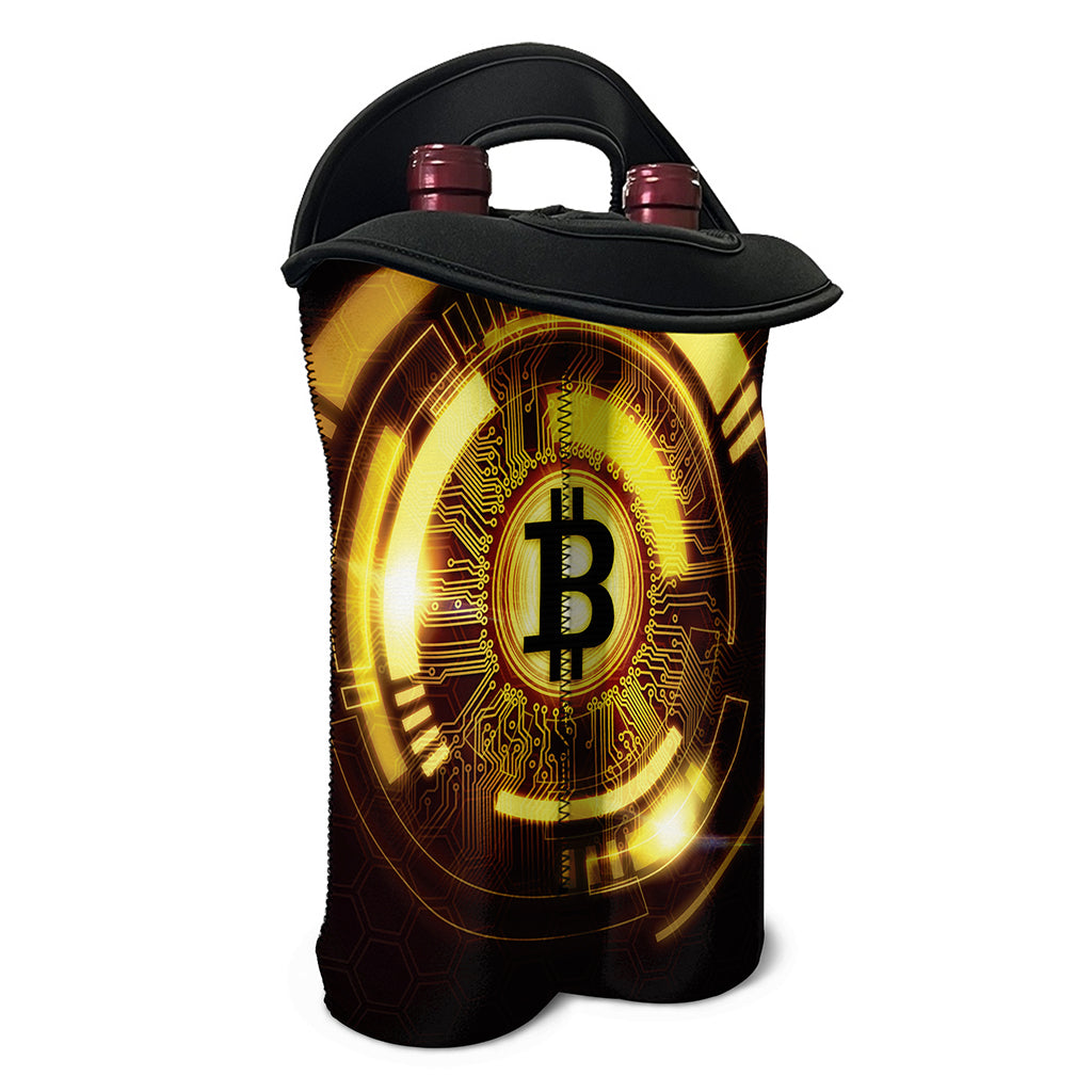 Bitcoin Crypto Symbol Print Double Neoprene Wine Tote