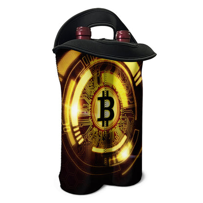 Bitcoin Crypto Symbol Print Double Neoprene Wine Tote