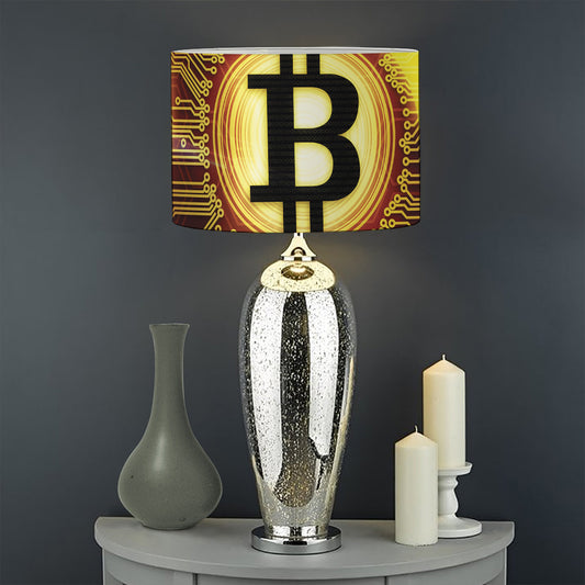 Bitcoin Crypto Symbol Print Drum Lamp Shade