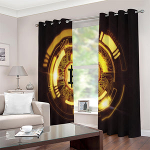 Bitcoin Crypto Symbol Print Extra Wide Grommet Curtains