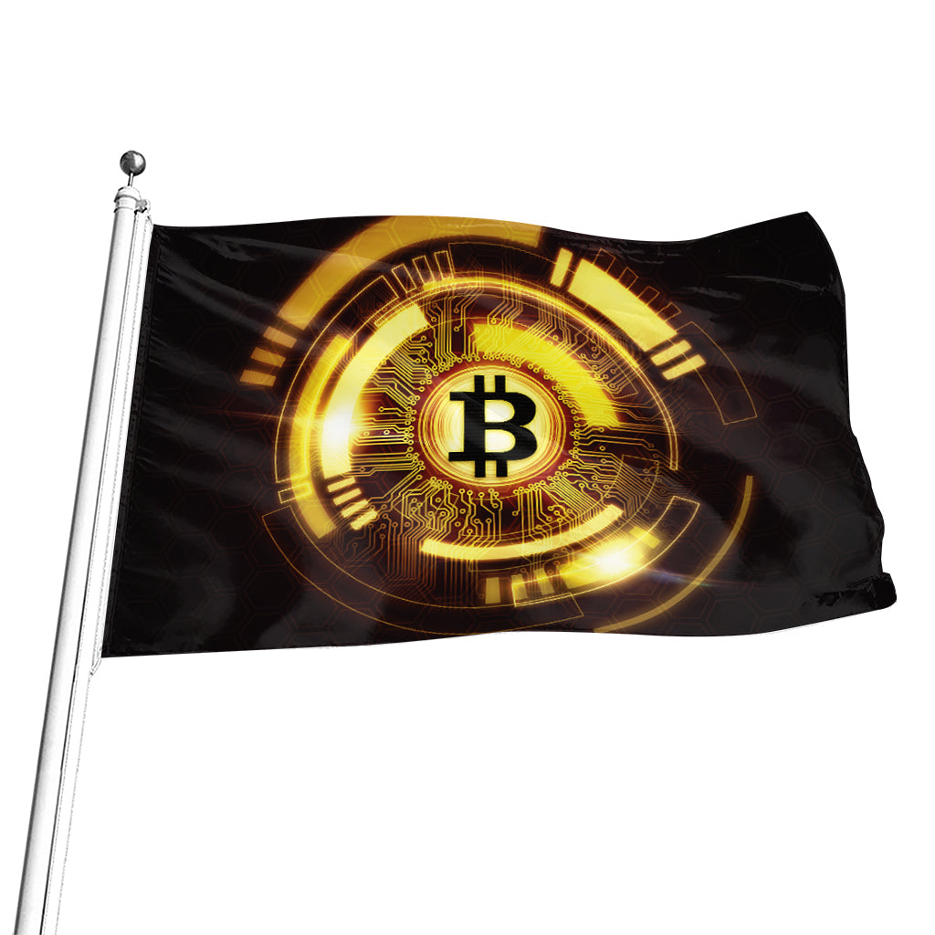 Bitcoin Crypto Symbol Print Flag