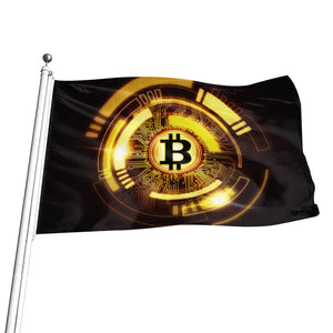 Bitcoin Crypto Symbol Print Flag