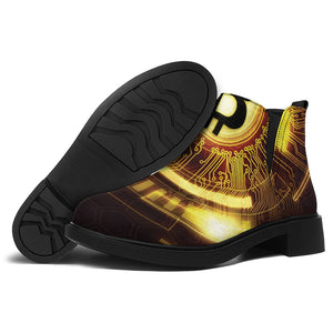 Bitcoin Crypto Symbol Print Flat Ankle Boots