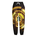 Bitcoin Crypto Symbol Print Fleece Lined Knit Pants